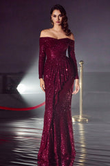 **Cinderella Divine CH135: Shimmering Sequined Mermaid Gown for Enchanting Occasions**