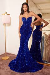 Enchanting Sequined Strapless Gown by Cinderella Divine