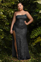 Cinderella Divine: Captivating Plus-Size Gown with Shimmering Elegance