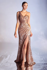 Cinderella Divine CH182: Shimmering Sequined Evening Gown for Unforgettable Occasions