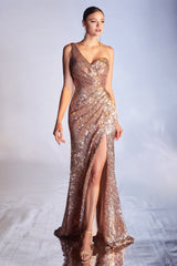 **Cinderella Divine CH182: Shimmering Sequined Gown for Unforgettable Occasions**
