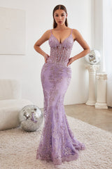 Cinderella Divine's Enchanting Sequin and Sheer Evening Gown: A Shimmering Masterpiece for Unforgettable Occasions