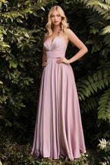 Captivating Satin Splendor: Cinderella Divine's Flowy Wrap Dress (7472)