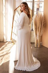 Cinderella Divine Plus Size Elegance: Portrait V-Neckline and Daring Slit