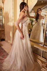Cinderella Divine's Enchanting Off-the-Shoulder Evening Gown: A0822
