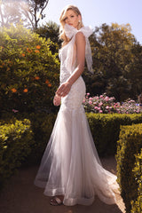 **Cinderella Divine A1039W: Embroidered Lace Mermaid Gown for Unforgettable Occasions**