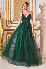 Cinderella Divine: Shimmering Beaded Appliqué Dress for Enchanting Occasions