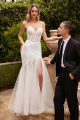Allure Bridal: Captivating Strapless Beaded Mermaid Wedding Dress for Unforgettable Bridal Elegance