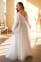 Enchanting Plus Size Wedding Gown: Cinderella Divine's Flowing Chiffon Masterpiece