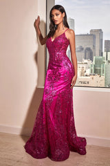 **Cinderella Divine J810: Shimmering Sequins, Alluring Corset, and Captivating Mermaid Silhouette**