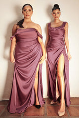 **Ethereal Elegance: Shneuisan's Off-the-Shoulder Satin Gown for Enchanting Occasions**