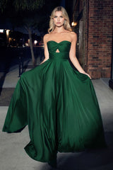 **Cinderella Divine: Strapless Satin A-Line Gown for Sophisticated Elegance**