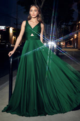 Cinderella Divine: A-Line Satin Keyhole Gown for Enchanting Occasions