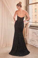 Cinderella Divine's Enchanting Strapless Sequin Dress: Modern Glamour for Special Occasions