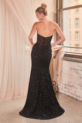 Enchanted Glamour: Cinderella Divine's Strapless Sequin Gown for Special Occasions