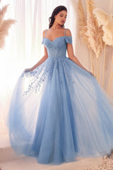Cinderella Divine's Ethereal Off-the-Shoulder Tulle Ballgown: Embody Timeless Beauty