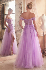 Cinderella Divine's Ethereal Off-the-Shoulder Tulle Ballgown: Embody Timeless Beauty