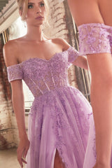 **Captivate the Night: Cinderella Divine's Enchanting Off-the-Shoulder Tulle Ballgown**