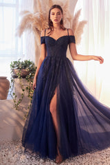 Cinderella Divine's Ethereal Off-the-Shoulder Tulle Ballgown: Embody Timeless Beauty
