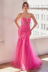 Embrace Enchantment: Cinderella Divine Strapless Mermaid Gown for Prom and Formal Occasions