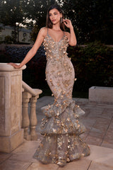 **Cinderella Divine: Enchanting Floral Mermaid Gown for Unforgettable Occasions**