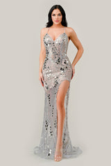 Enchanting Sheer Embellished Dress: Cinderella Divine's Statement Piece