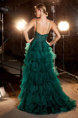 **Cinderella Divine's Emerald Enchantment: A Tiered Ball Gown for Unforgettable Moments**