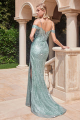 Captivating Off-the-Shoulder Embellished Gown by Cinderella Divine