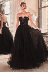 Cinderella Divine: Enchanting Strapless A-Line Prom Dress for a Fairytale Night