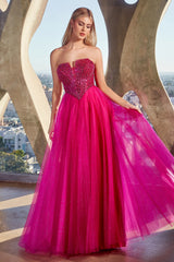Cinderella Divine: Enchanting Strapless A-Line Prom Dress for a Fairytale Night