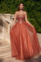 Cinderella Divine: Enchanting Strapless A-Line Prom Dress for a Fairytale Night