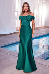 Cinderella Divine's Enchanting A-line Off-Shoulder Satin Dress: A Timeless Masterpiece for Every Occasion