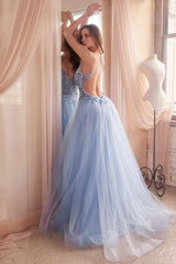 **Cinderella Divine's Shimmering A-Line Tulle Gown: A Fairytale Dream Come True**