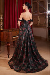 Cinderella Divine: Off-the-Shoulder Floral Tulle Gown for Enchanting Occasions