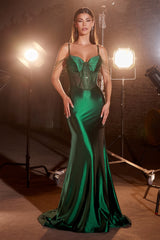 Cinderella Divine: Embrace Enchanting Glamour in a Fitted Satin Gown