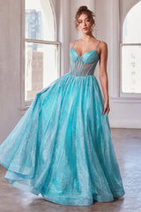Cinderella Divine: Shimmering Glitter-Flocked Ball Gown for Unforgettable Glamour