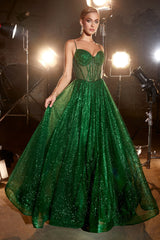 Cinderella Divine: Shimmering Glitter-Flocked Ball Gown for Unforgettable Glamour
