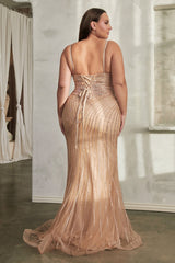 Cinderella Divine: Fitted Rhinestone Tulle Gown for Red Carpet Glamour