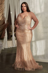 Cinderella Divine: Fitted Rhinestone Tulle Gown for Red Carpet Glamour