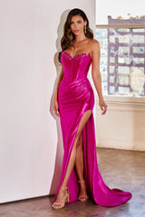 Cinderella Divine: Enchanting Strapless Satin Gown for Unforgettable Nights