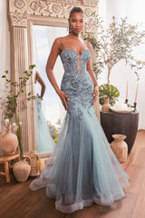 Enchanting Cinderella Divine Gown: Captivating Floral Sequin Print for Formal Occasions