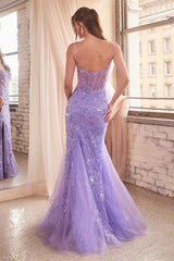 Shimmering Floral Flare: Captivate with Cinderella Divine's Iridescent Gown