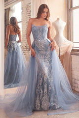 Captivating Cinderella Divine Fitted Glitter Gown with Overskirt