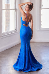 CINDERELLADIVINE Shimmering Glitter Fitted Gown: A Starry Night on the Red Carpet