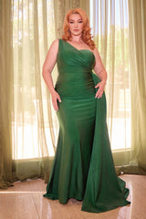 CINDERELLA DIVINE: Elevate Your Occasions with the Fitted One-Shoulder Satin Gown