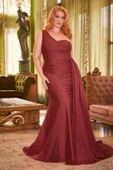 **CINDERELLADIVINE: Embrace Elegance in Our One-Shoulder Satin Gown**