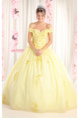 Plus Size Yellow Ball Gown Quinceanera Dress by LK161