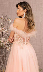 GLS by Gloria's Enchanting Feather-Trimmed Gown: A Statement of Elegance