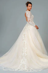 GLS by Gloria GL1804: Embroidered Bridal Gown with Plunging V-Neckline and Stunning Train
