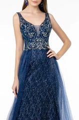 **GLS by Gloria GL1840: Shimmering Jewel Embellished A-Line Gown for Unforgettable Occasions**